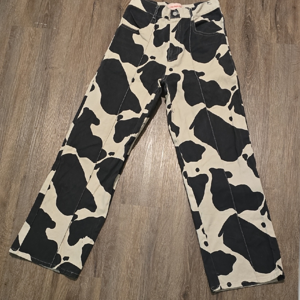 Lisa Says Gah Black and Cream Patterned Pants